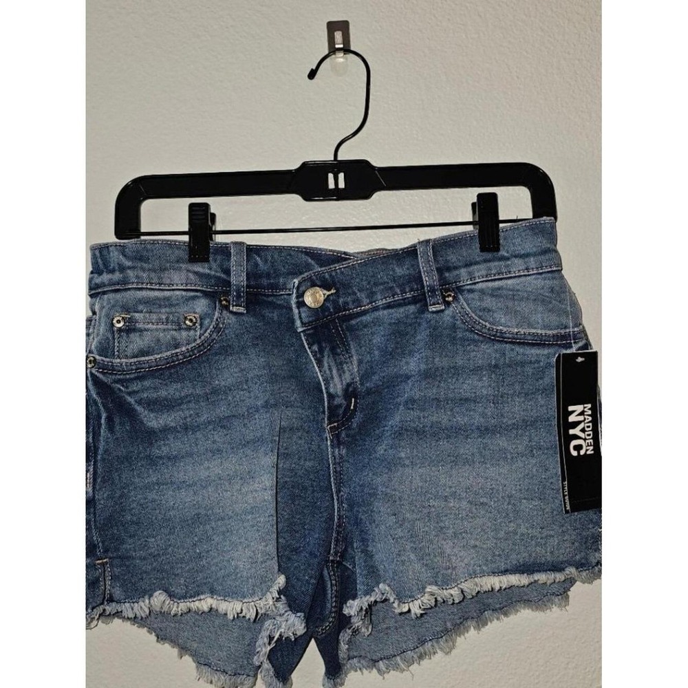 NWT MADDEN NYC Medium Wash Denim Cut Off Shorts, Size XS